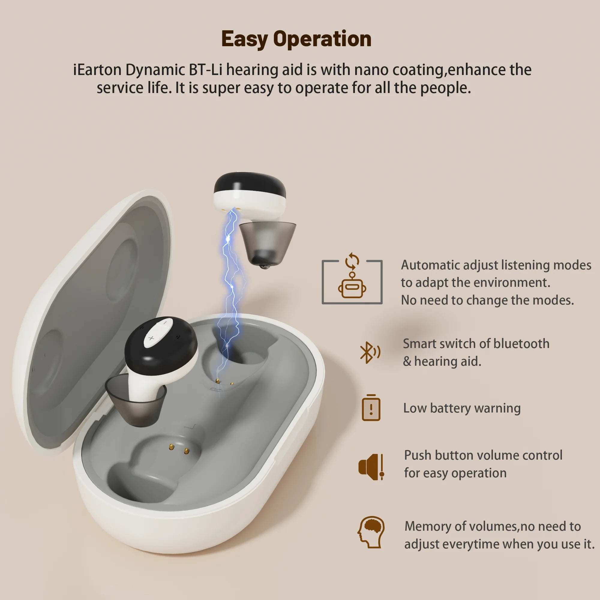 iEarton Dynamic BT Li Bluetooth Hearing Aids Rechargeable