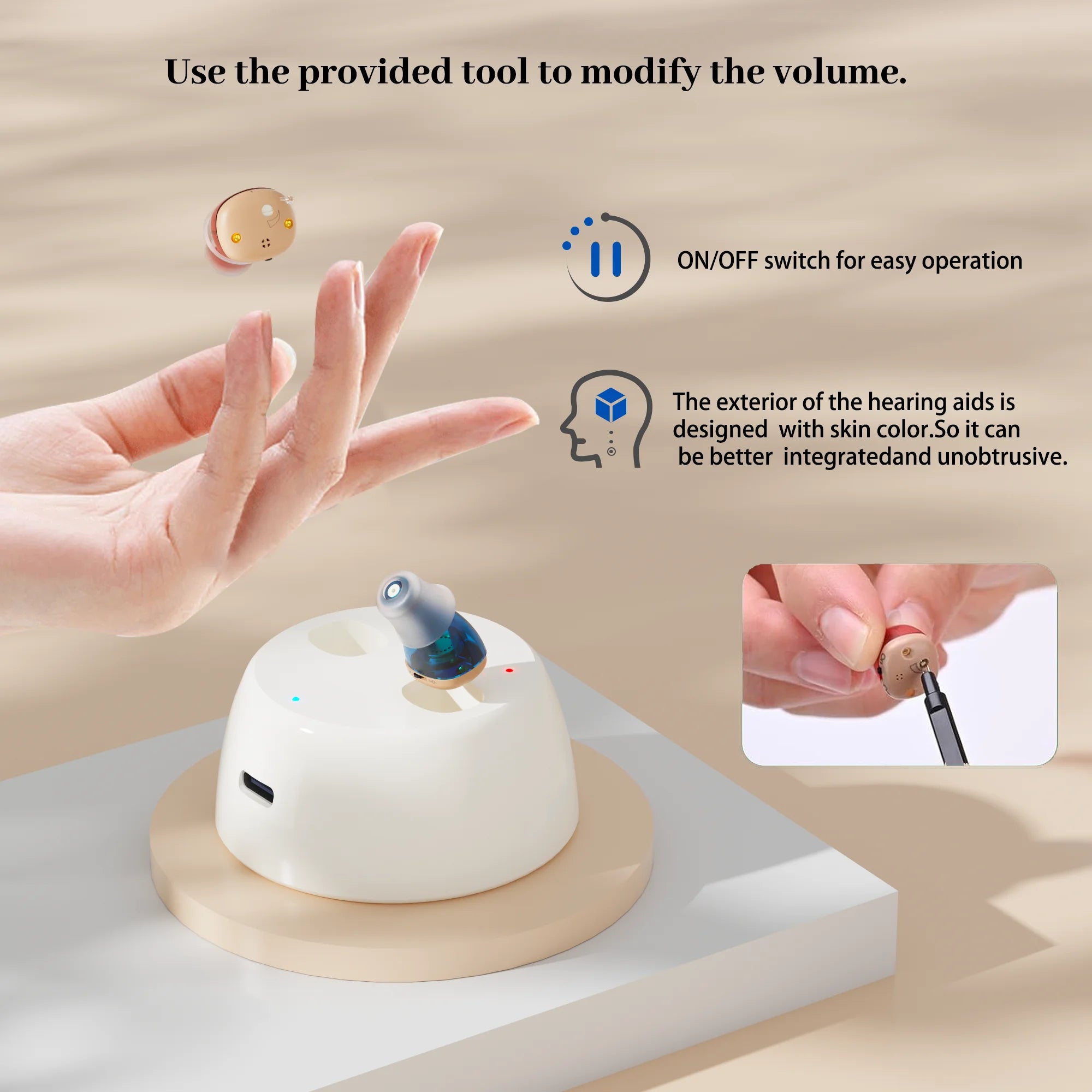 iEarton Shine Li CIC Rechargeable Hearing Aid for Seniors