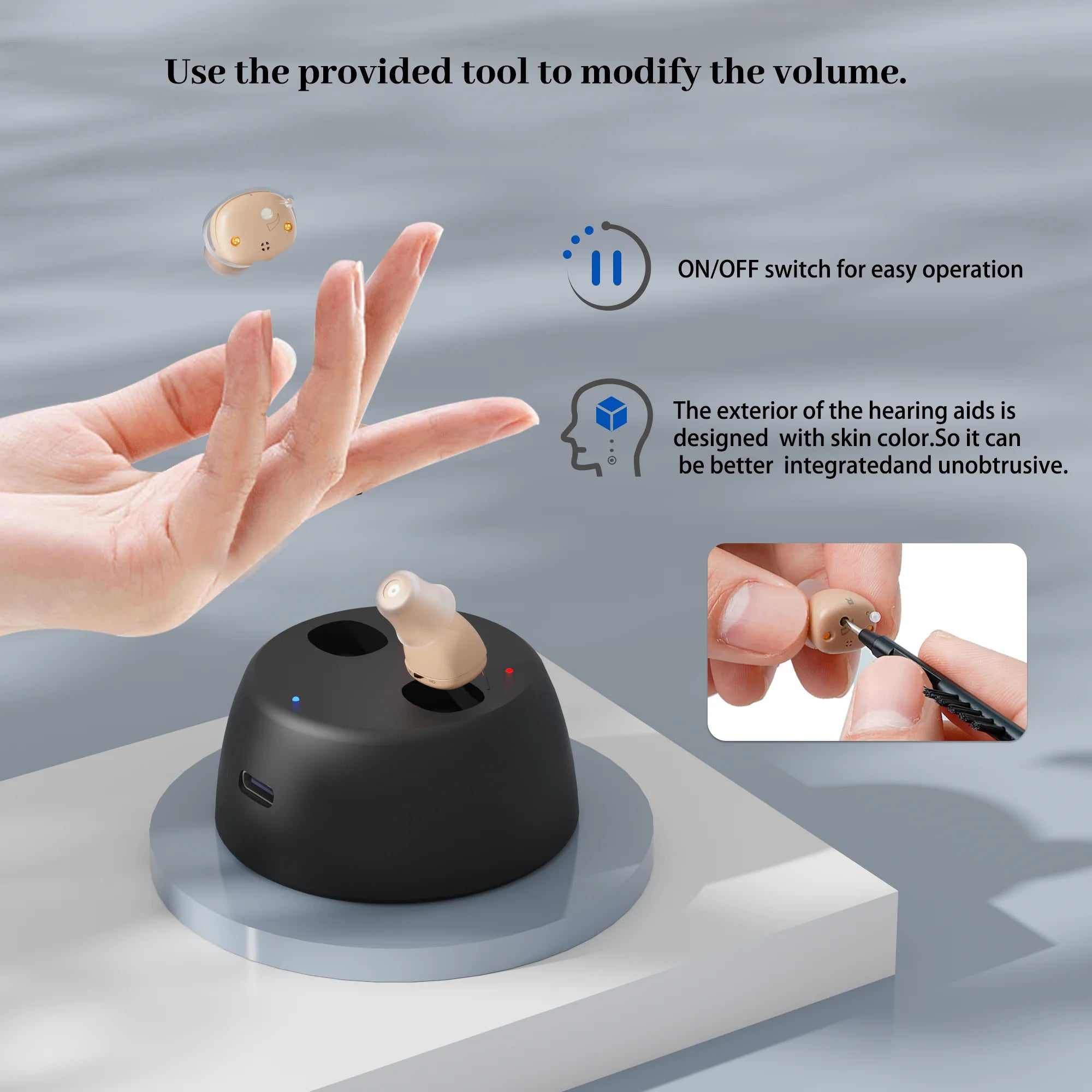 iEarton Shine CIC Rechargeable OTC Hearing Aid